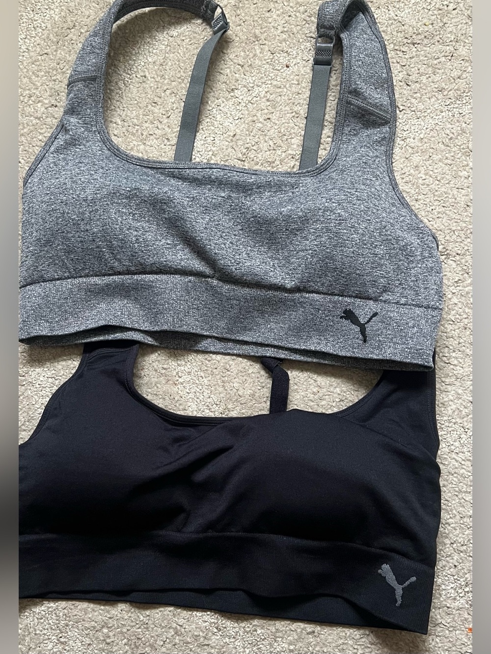 Puma Gray and Black Seamless Athletic Sports Bra Duo
